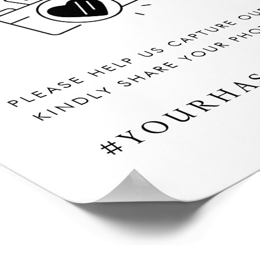 Heart Script Capture the Liebe Camera Wedding Sign Poster (Ecke)