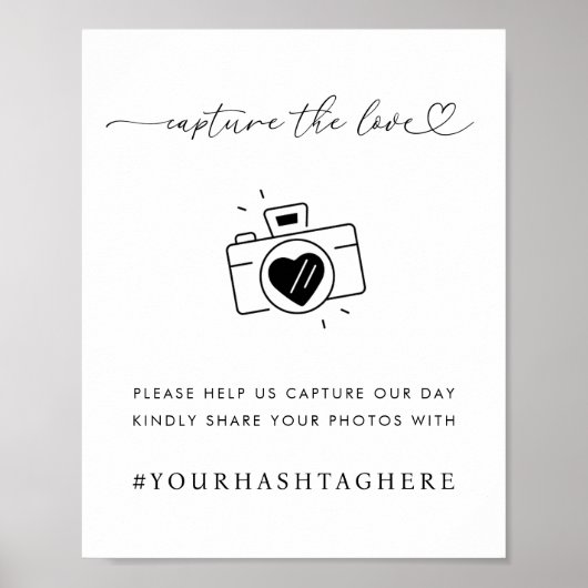 Heart Script Capture the Liebe Camera Wedding Sign Poster (Vorne)