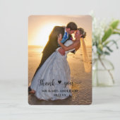 Heart Script Confetti Back Foto Wedding Vielen Dan Dankeskarte (Stehend Vorderseite)