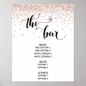 Heart Script & Copper Confetti "The Bar" Menu-Zeic Poster (Vorne)
