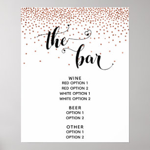Heart Script & Copper Confetti "The Bar" Menu-Zeic Poster