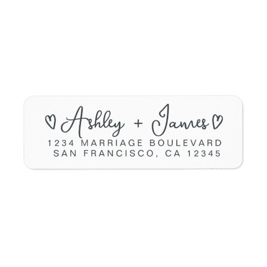 Heart Script Couple Return Address Label (Vorne)