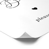 Heart Script Dessert Bar Schwarz-weiß Wedding Sign Poster (Ecke)