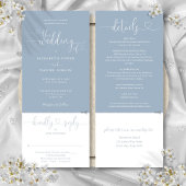 Heart Script Dusty Blue All in one Wedding Einladung