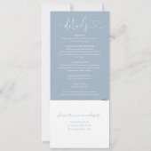 Heart Script Dusty Blue All in one Wedding Einladung (Rückseite)