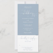 Heart Script Dusty Blue All in one Wedding Einladung (Vorderseite)