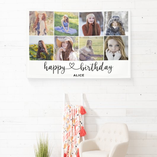 Heart Script Foto Happy Birthday Banner (InSitu)