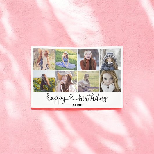 Heart Script Foto Happy Birthday Banner