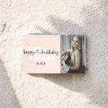 Heart Script Foto Happy Birthday Banner<br><div class="desc">Skriptkalligraphie mit niedlichem Herzen.</div>