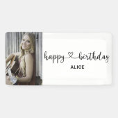 Heart Script Foto Happy Birthday Banner (Horizontal)
