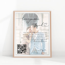 Heart Script Foto Honeymoon Fund Elegante Wedding Poster