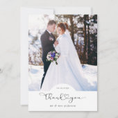 Heart Script Foto Wedding Dankeskarte (Vorderseite)