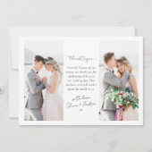 Heart Script Foto Wedding Dankeskarte (Vorderseite)