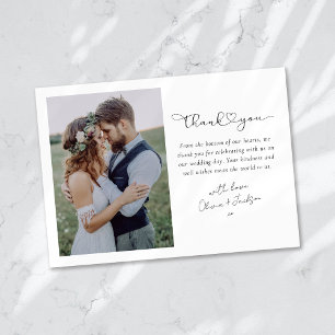 Heart Script Foto Wedding Dankeskarte
