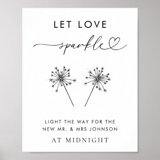 Heart Script Gelassen Liebe Sparkle Wedding Sendof Poster (Vorne)