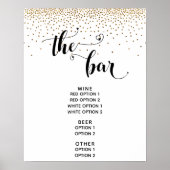 Heart Script & Gold Confetti "The Bar" Menu-Zeiche Poster (Vorne)