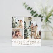 Heart Script Gold Frohe Weihnachten Foto Urlaub Karte (Stehend Vorderseite)