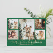Heart Script Gold Green Frohe Weihnachten 5 Foto (Stehend Vorderseite)