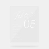 Heart Script Guest Names Sitzende Tischnummer Acrylschild (Vorderseite)