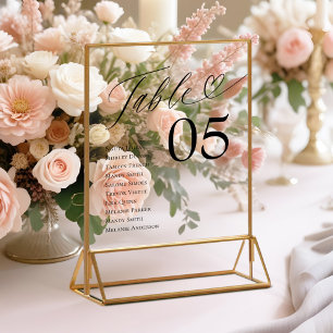 Heart Script Guest Names Sitzende Tischnummer Acrylschild