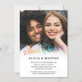 Heart Script-Liebe ist Liebe Big Foto Hochzeit Magneteinladung (Vorderseite)