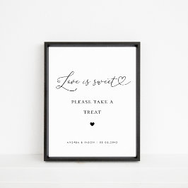 Heart Script Liebe ist Sweet Favor Wedding Sign Poster