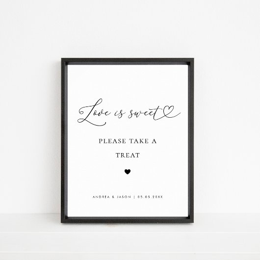 Heart Script Liebe ist Sweet Favor Wedding Sign Poster