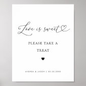 Heart Script Liebe ist Sweet Favor Wedding Sign Poster (Vorne)