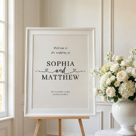 Heart Script Minimalist Wedding Welcome Sign Poster