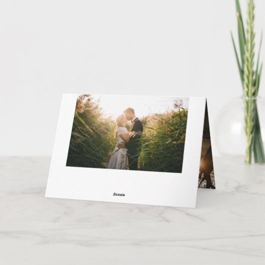 Heart Script Minimalistisch Foto Wedding Dankeskarte (Rückseite)