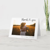 Heart Script Minimalistisch Foto Wedding Dankeskarte (Vorderseite)