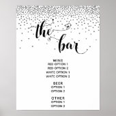 Heart Script & Silver Confetti "The Bar" Menu-Zeic Poster (Vorne)