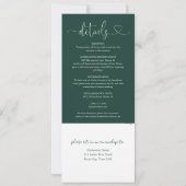 Heart Script Smarald Green All in one Wedding Einladung (Rückseite)