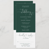 Heart Script Smarald Green All in one Wedding Einladung (Vorne/Hinten)