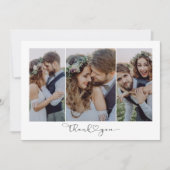 Heart Script Triptych Foto Wedding Dankeskarte (Vorderseite)