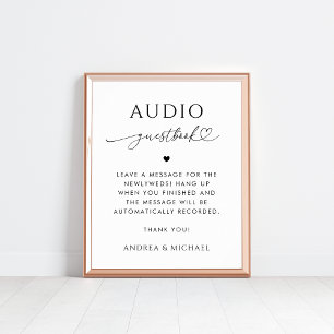 Heart Script Typografy Audio Guestbook Wedding Poster