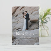 Heart Script Wedding Foto Vielen Dank Karte (Stehend Vorderseite)