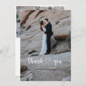 Heart Script Wedding Foto Vielen Dank Karte (Vorne/Hinten)