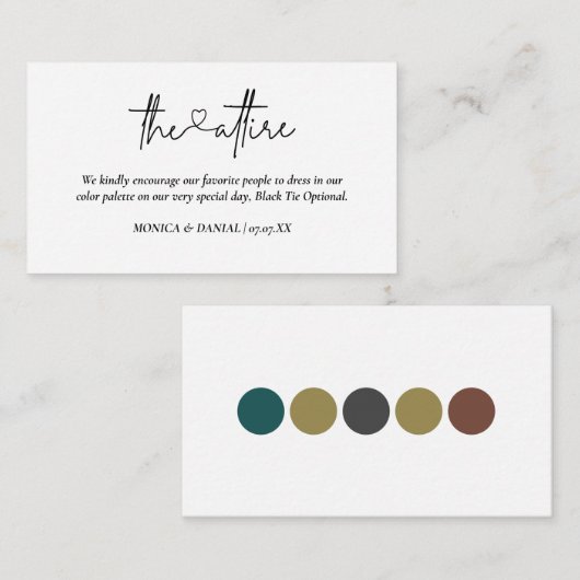 Heart Script Wedding Kleidung Code Begleitkarte (Vorne/Hinten)