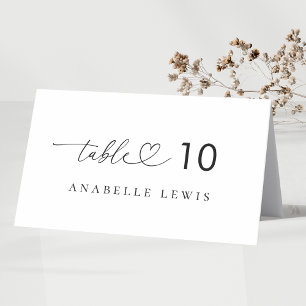 Heart Script Wedding Platzkarte mit Gast Name Tischnummer
