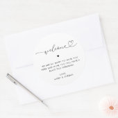 Heart Script Wedding Welcome Hotel Geschenkbox Runder Aufkleber (Umschlag)