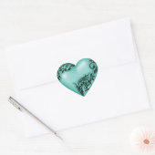 Heart Scroll Aqua w Black Herz-Aufkleber (Umschlag)
