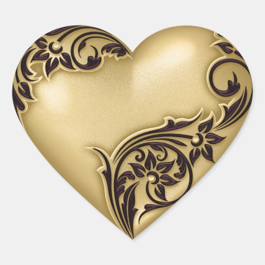 Heart Scroll Gold w Black Herz-Aufkleber (Vorderseite)