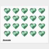 Heart Scroll Jade Green w Black Herz-Aufkleber (Blatt)