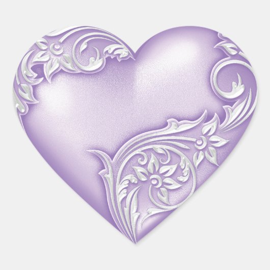 Heart Scroll Lilac w White Herz-Aufkleber (Vorderseite)