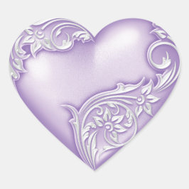 Heart Scroll Lilac w White Herz-Aufkleber