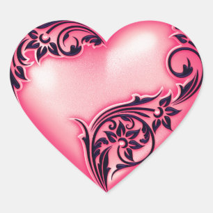 Heart Scroll Melon w Black Herz-Aufkleber