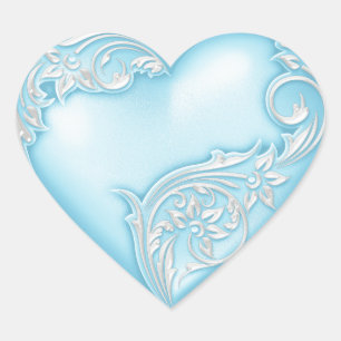 Heart Scroll Sky Blue Herz-Aufkleber