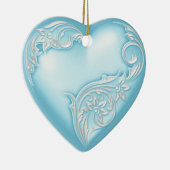 Heart Scroll Sky Blue Keramikornament (Rechts)