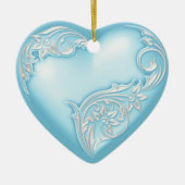 Heart Scroll Sky Blue Keramikornament (Vorne)